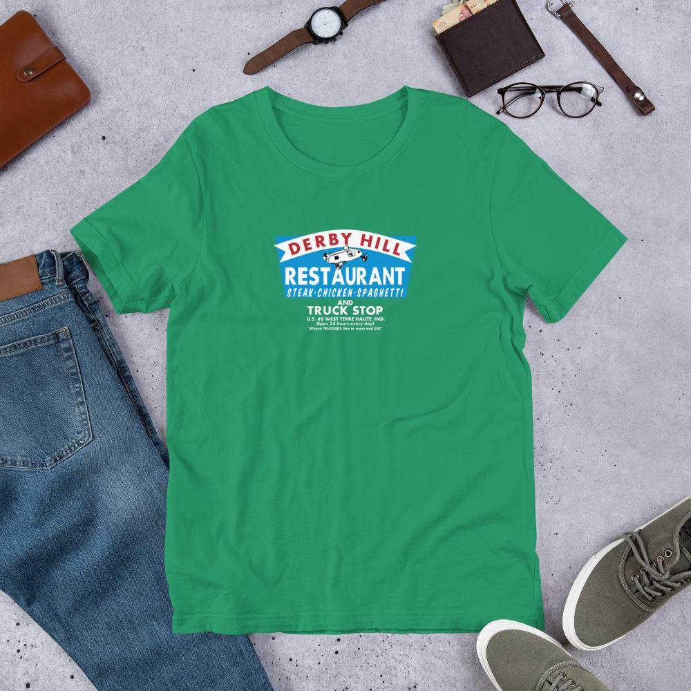 Derby Hill Restaurant and Truck Stop - West Terre Haute Indiana - Short-Sleeve Unisex T-Shirt - EdgyHaute