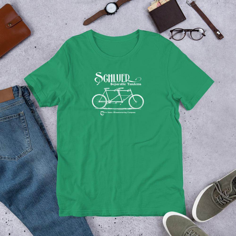 Schluer Tandem Bicycles - Terre Haute Manufacturing - Terre Haute Indiana - Short-Sleeve Unisex T-Shirt - EdgyHaute