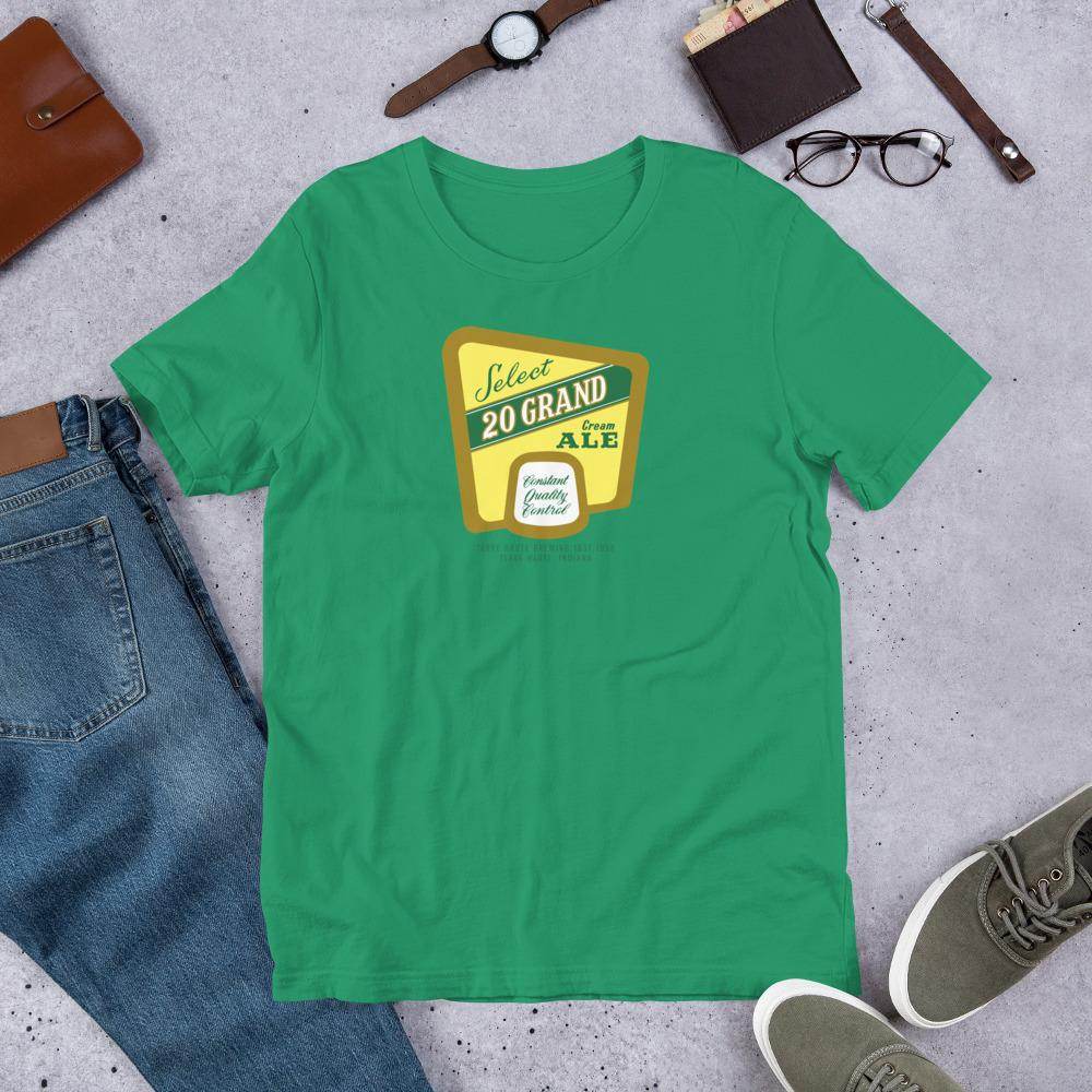 20 Grand Cream Ale (label) - Terre Haute Indiana - Short-Sleeve Unisex T-Shirt - EdgyHaute