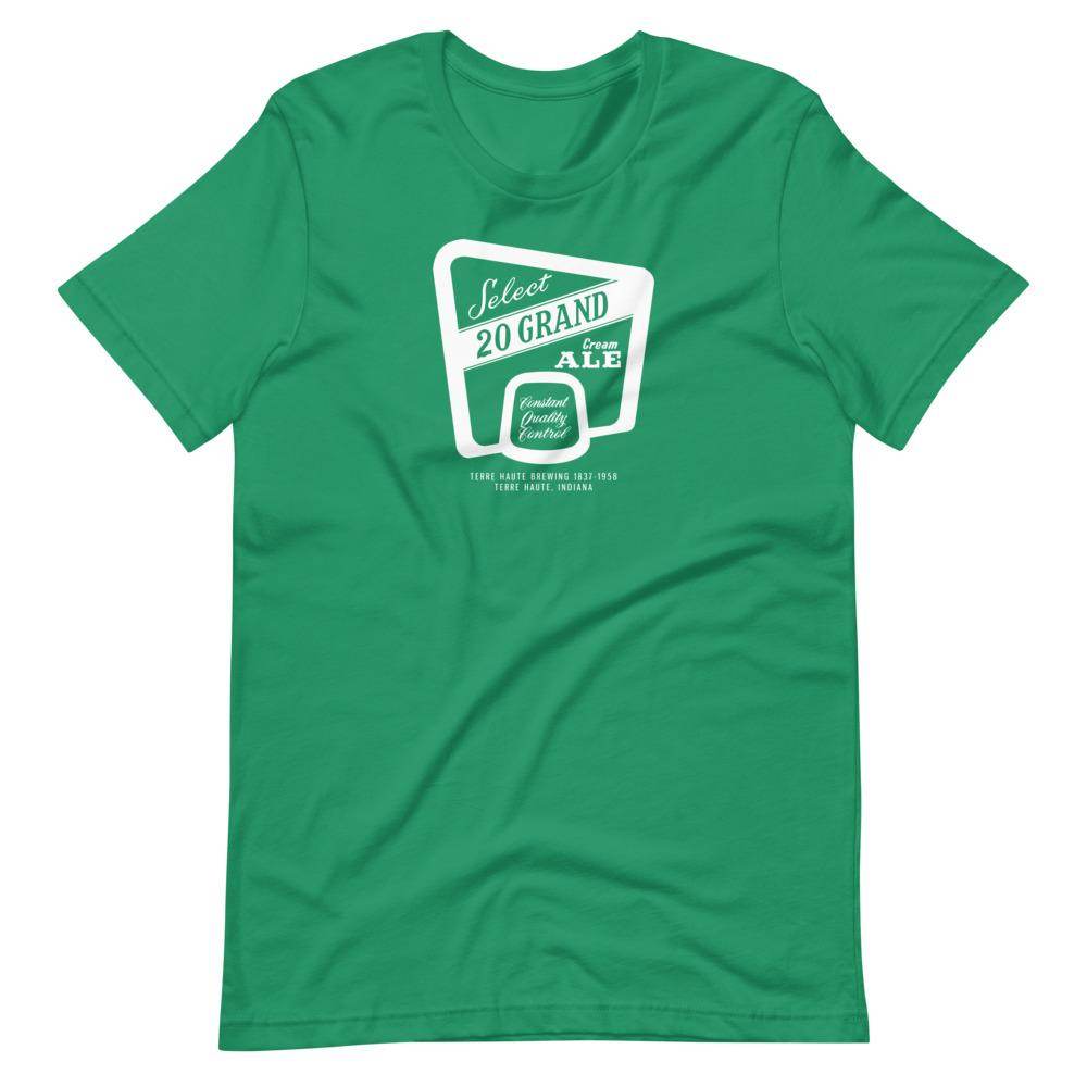 20 Grand Cream Ale (label/white) - Terre Haute Indiana - Short-Sleeve Unisex T-Shirt - EdgyHaute