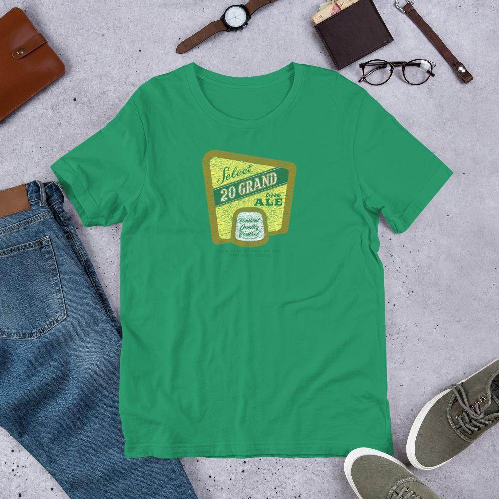 20 Grand Cream Ale (label/distressed) - Terre Haute Indiana - Short-Sleeve Unisex T-Shirt - EdgyHaute