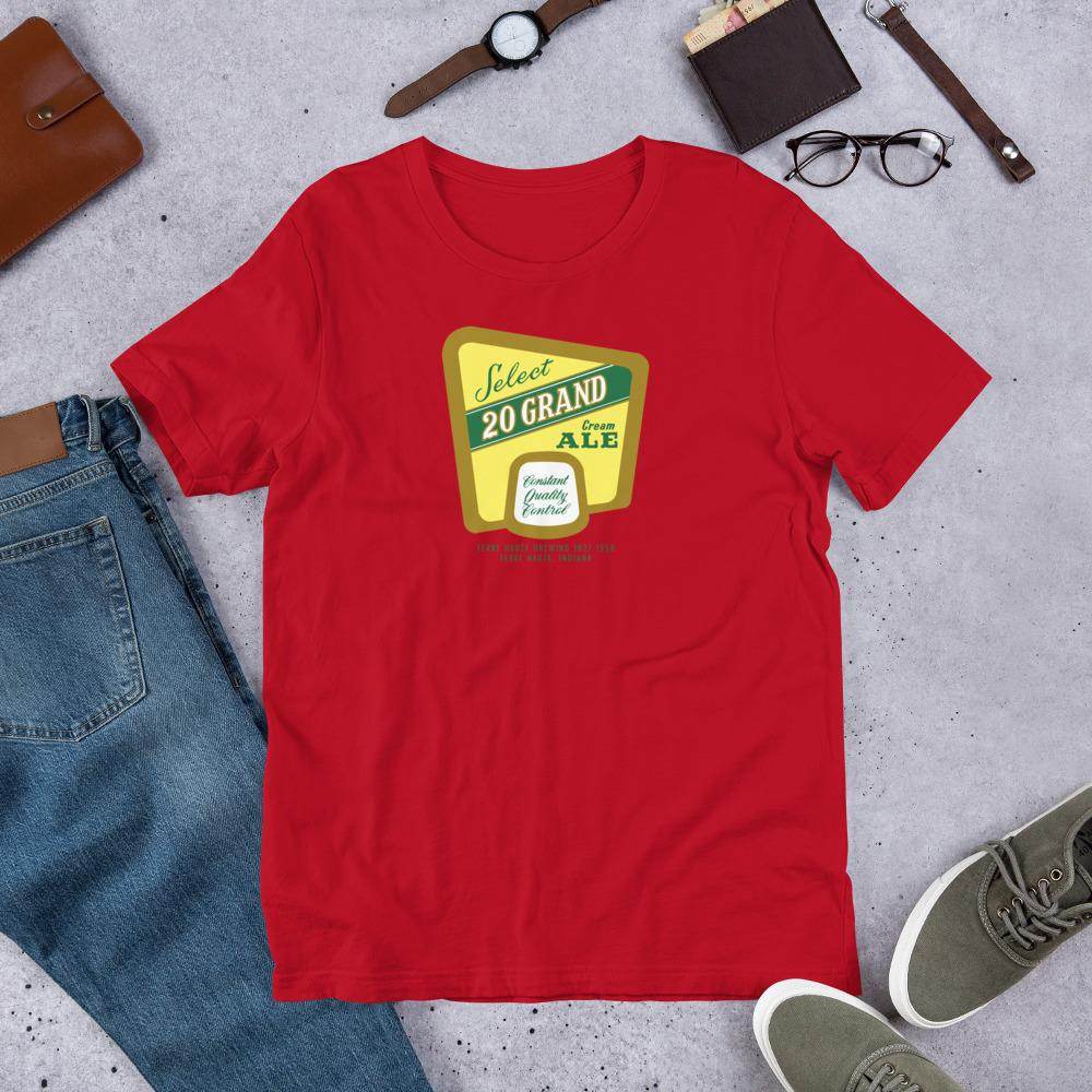 20 Grand Cream Ale (label) - Terre Haute Indiana - Short-Sleeve Unisex T-Shirt - EdgyHaute