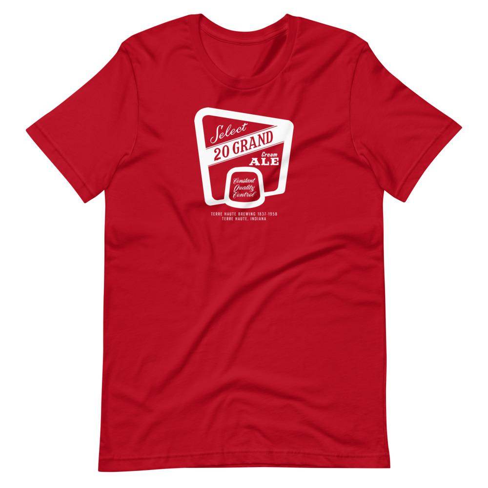 20 Grand Cream Ale (label/white) - Terre Haute Indiana - Short-Sleeve Unisex T-Shirt - EdgyHaute
