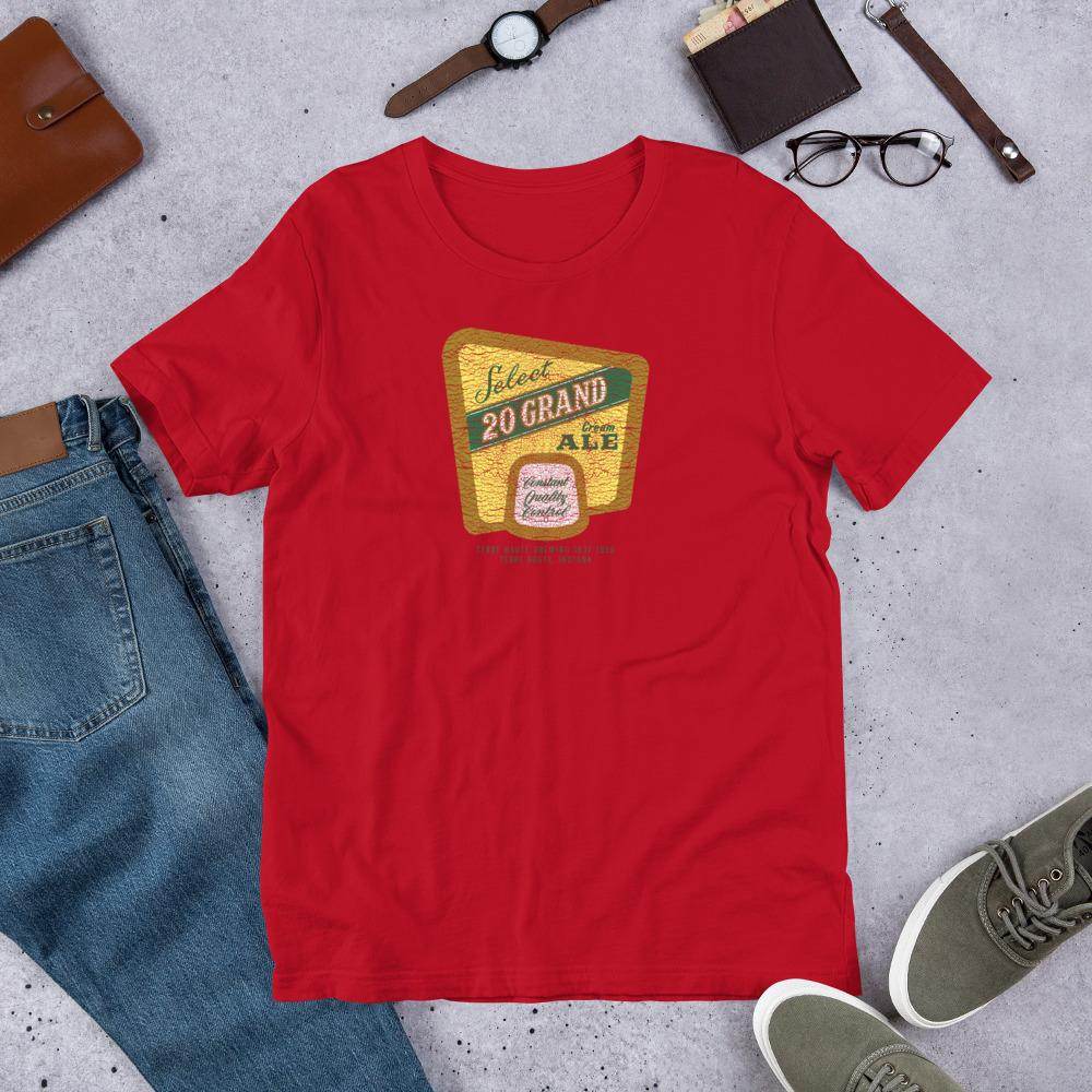 20 Grand Cream Ale (label/distressed) - Terre Haute Indiana - Short-Sleeve Unisex T-Shirt - EdgyHaute
