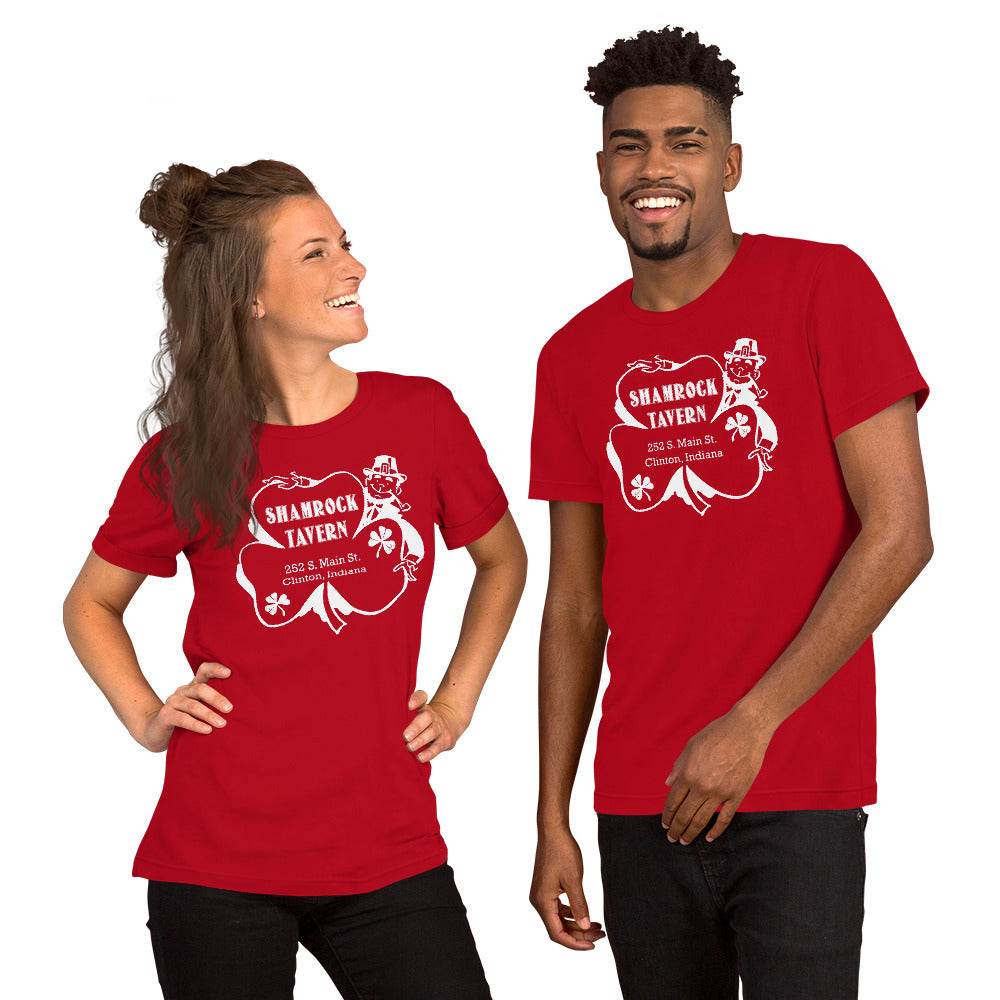 Shamrock Tavern (white) - Clinton Indiana - Short-Sleeve Unisex T-Shirt - EdgyHaute
