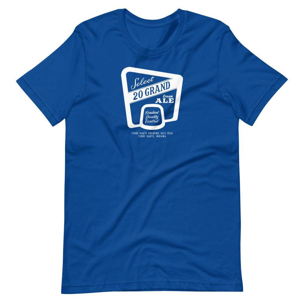 20 Grand Cream Ale (label/white) - Terre Haute Indiana - Short-Sleeve Unisex T-Shirt - EdgyHaute