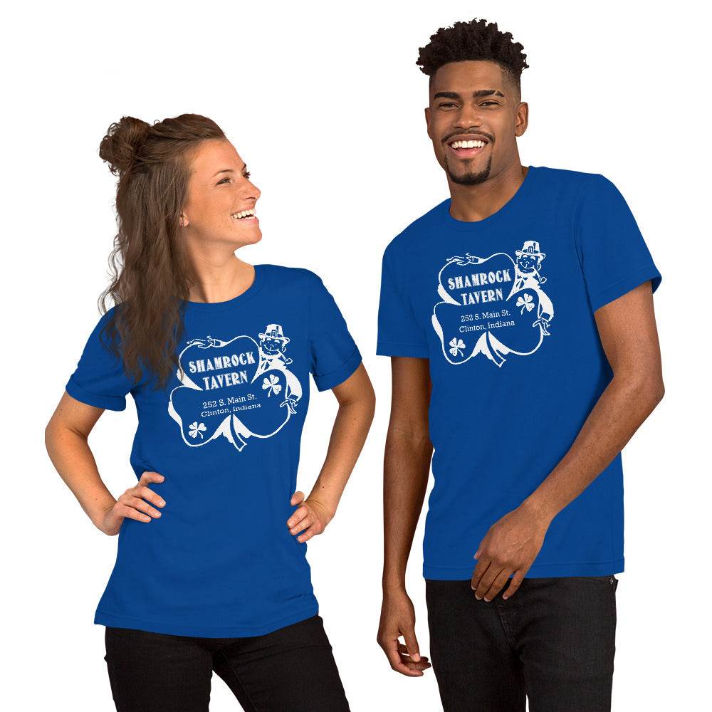 Shamrock Tavern (white) - Clinton Indiana - Short-Sleeve Unisex T-Shirt - EdgyHaute