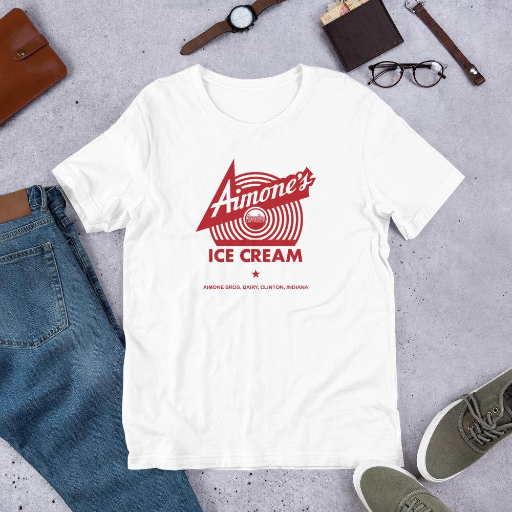 Aimone's Ice Cream (red) - Clinton Indiana - Short-Sleeve Unisex T-Shirt - EdgyHaute