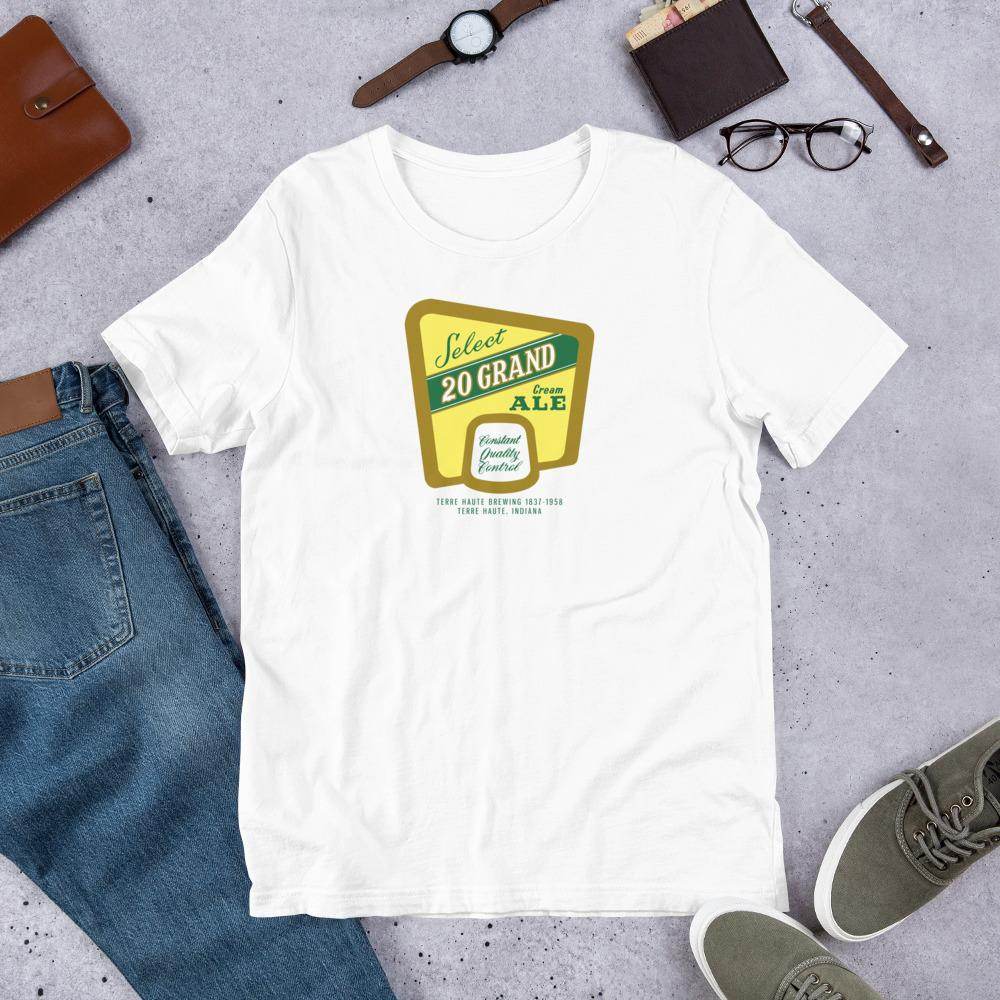20 Grand Cream Ale (label) - Terre Haute Indiana - Short-Sleeve Unisex T-Shirt - EdgyHaute