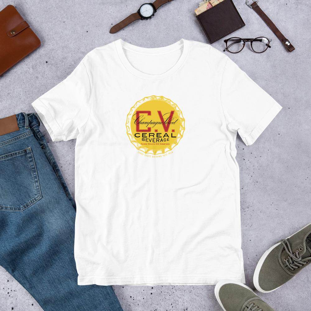 Champagne Velvet Cereal Beverage (cap) - Terre Haute Indiana - Short-Sleeve Unisex T-Shirt - EdgyHaute