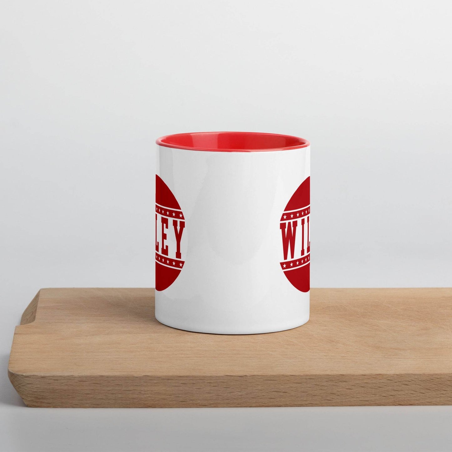 Wiley HS Red Streaks - button design - Coffee mug (white with red accent) - EdgyHaute