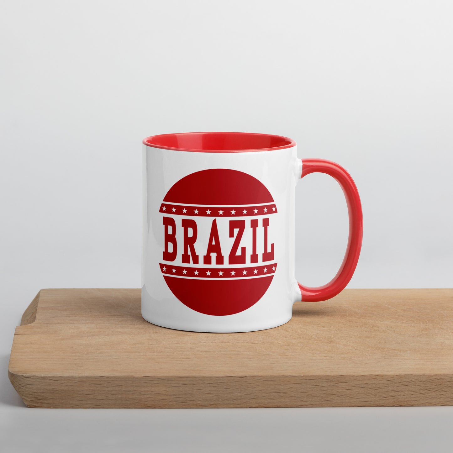 Brazil HS Red Devils - Button design - Coffee mug (white with red accent) - EdgyHaute