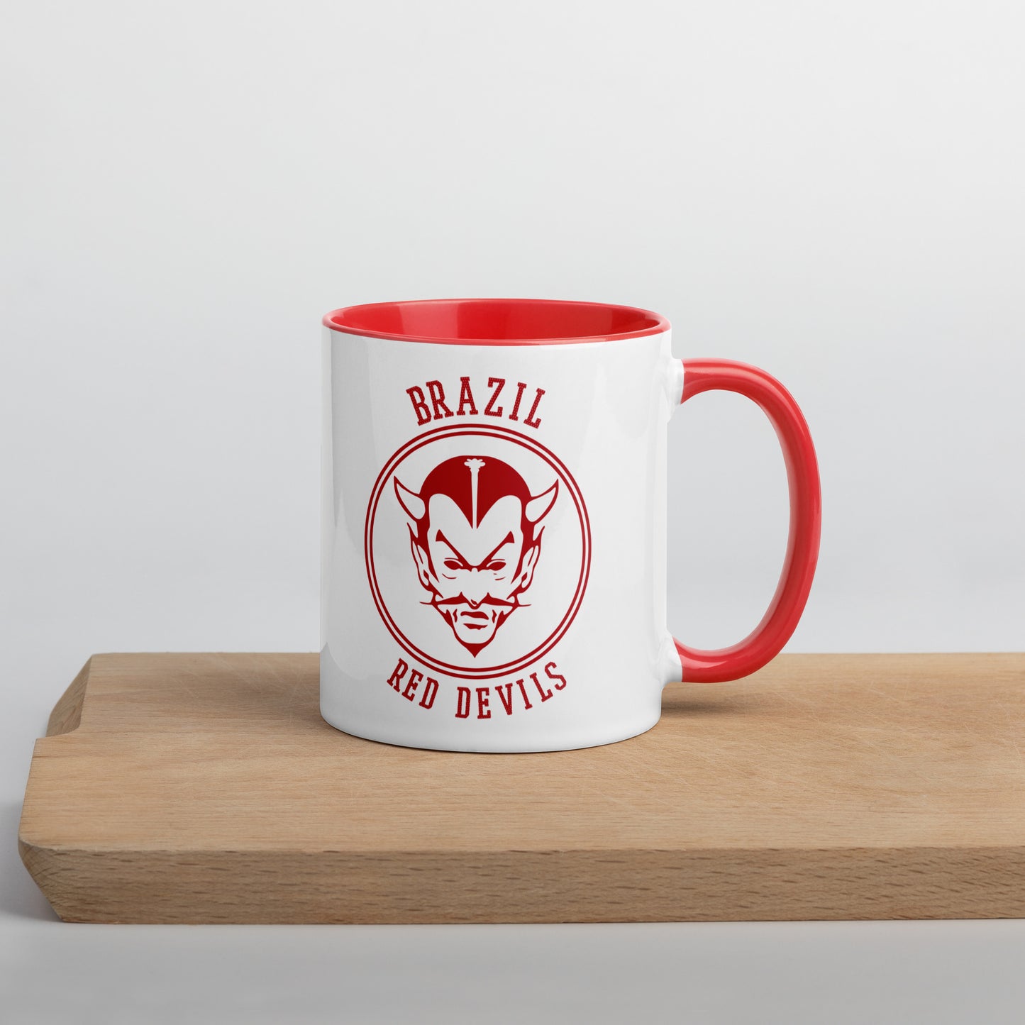 Brazil HS Red Devils - Center court design - Coffee mug (white with red accent) - EdgyHaute