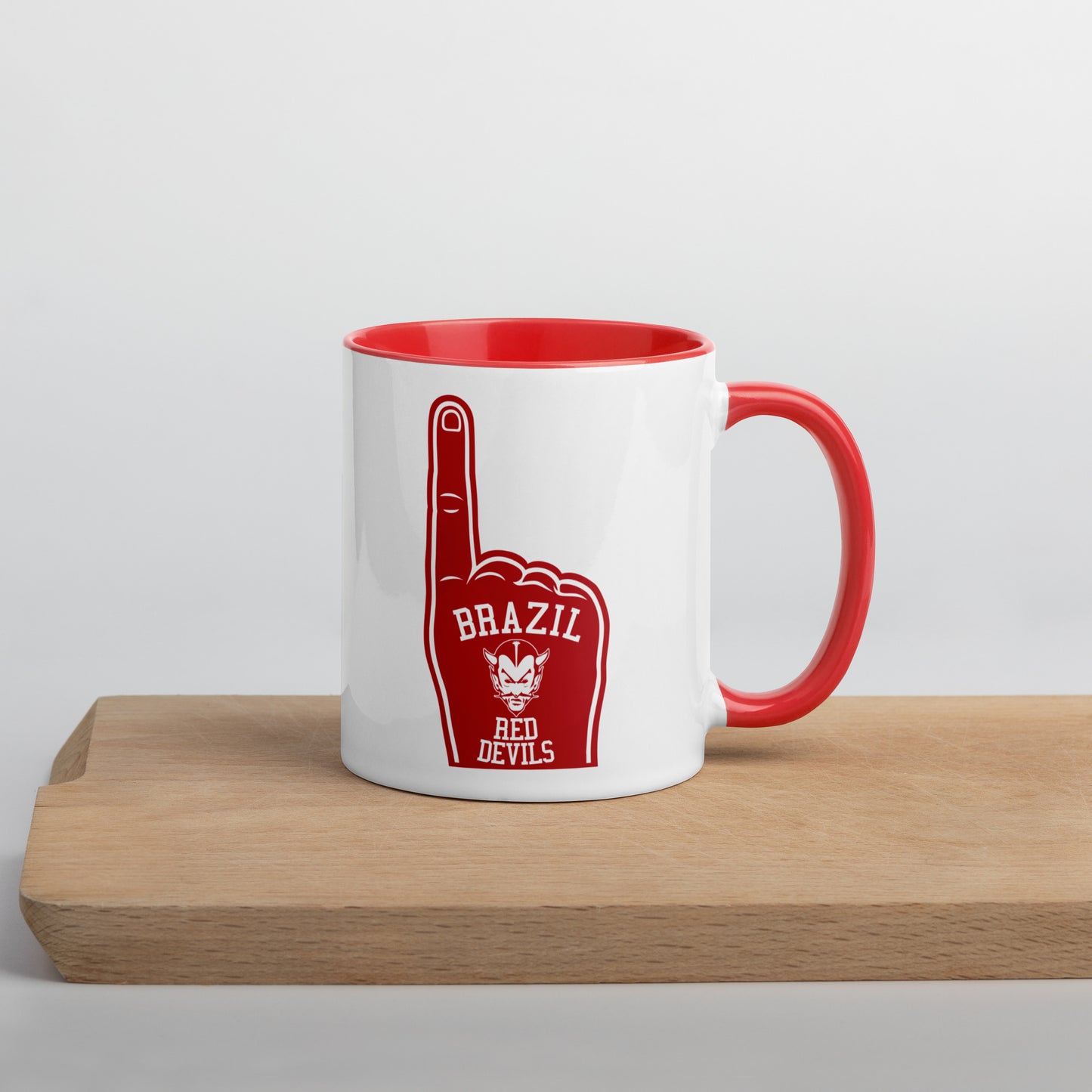 Brazil HS Red Devils - Foam Finger - Coffee mug (white with red accent) - EdgyHaute