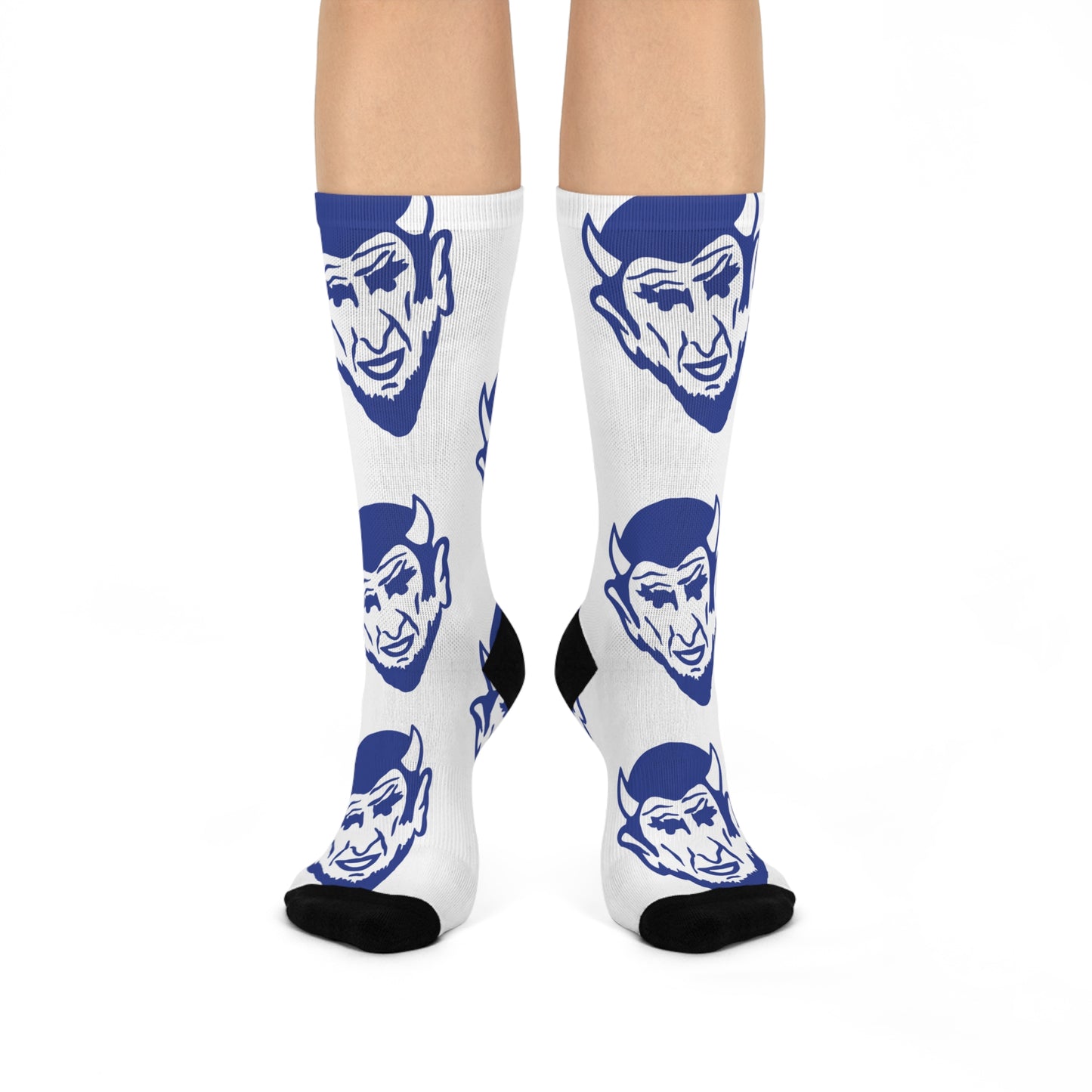 Van Buren High School Blue Devils - Crew Socks - large devil blue on white