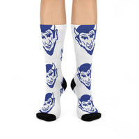 Van Buren High School Blue Devils - Crew Socks - large devil blue on white