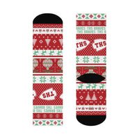 Terre Haute South HS Braves - Ugly Christmas Sweater inspired Crew Socks - red