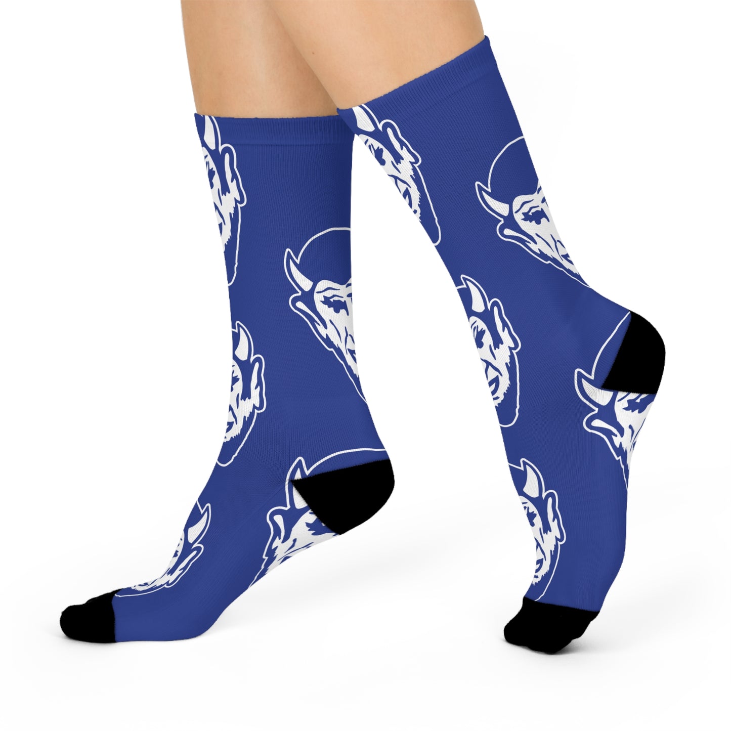 Van Buren High School Blue Devils - Crew Socks - large devil white on blue