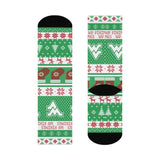 West Vigo HS Vikings - Ugly Christmas Sweater inspired Crew Socks - green