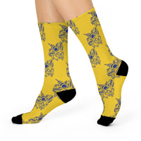 Staunton High School Yellow Jackets - Crew Socks - small yellow jacket blue on yellow