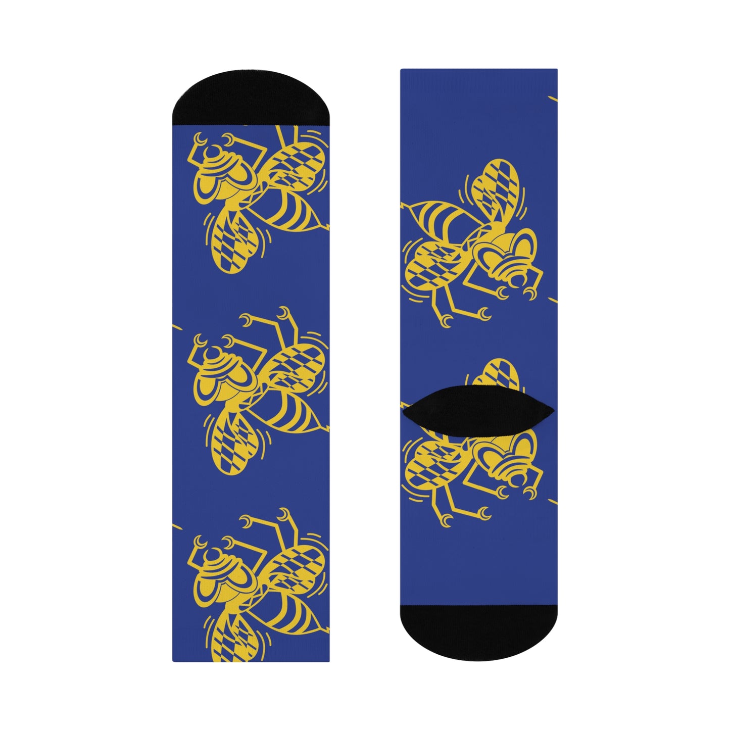 Staunton High School Yellow Jackets - Crew Socks - yellow jacket yellow on blue