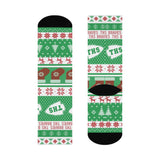 Terre Haute South HS Braves - Ugly Christmas Sweater inspired Crew Socks - green