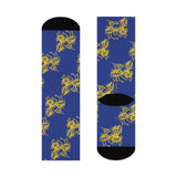 Staunton High School Yellow Jackets - Crew Socks - small yellow jacket yellow on blue