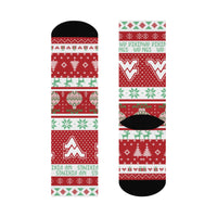 West Vigo HS Vikings - Ugly Christmas Sweater inspired Crew Socks - red