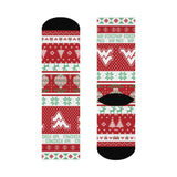 West Vigo HS Vikings - Ugly Christmas Sweater inspired Crew Socks - red