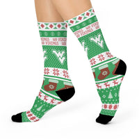 West Vigo HS Vikings - Ugly Christmas Sweater inspired Crew Socks - green