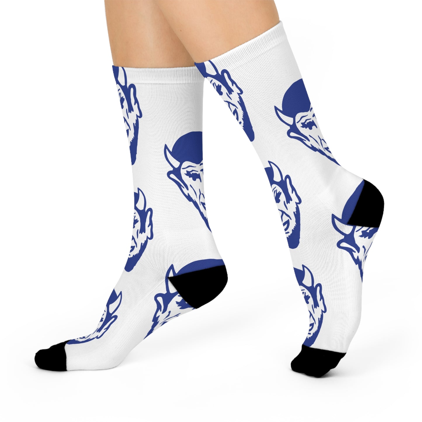 Van Buren High School Blue Devils - Crew Socks - large devil blue on white