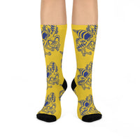 Staunton High School Yellow Jackets - Crew Socks - yellow jacket blue on yellow