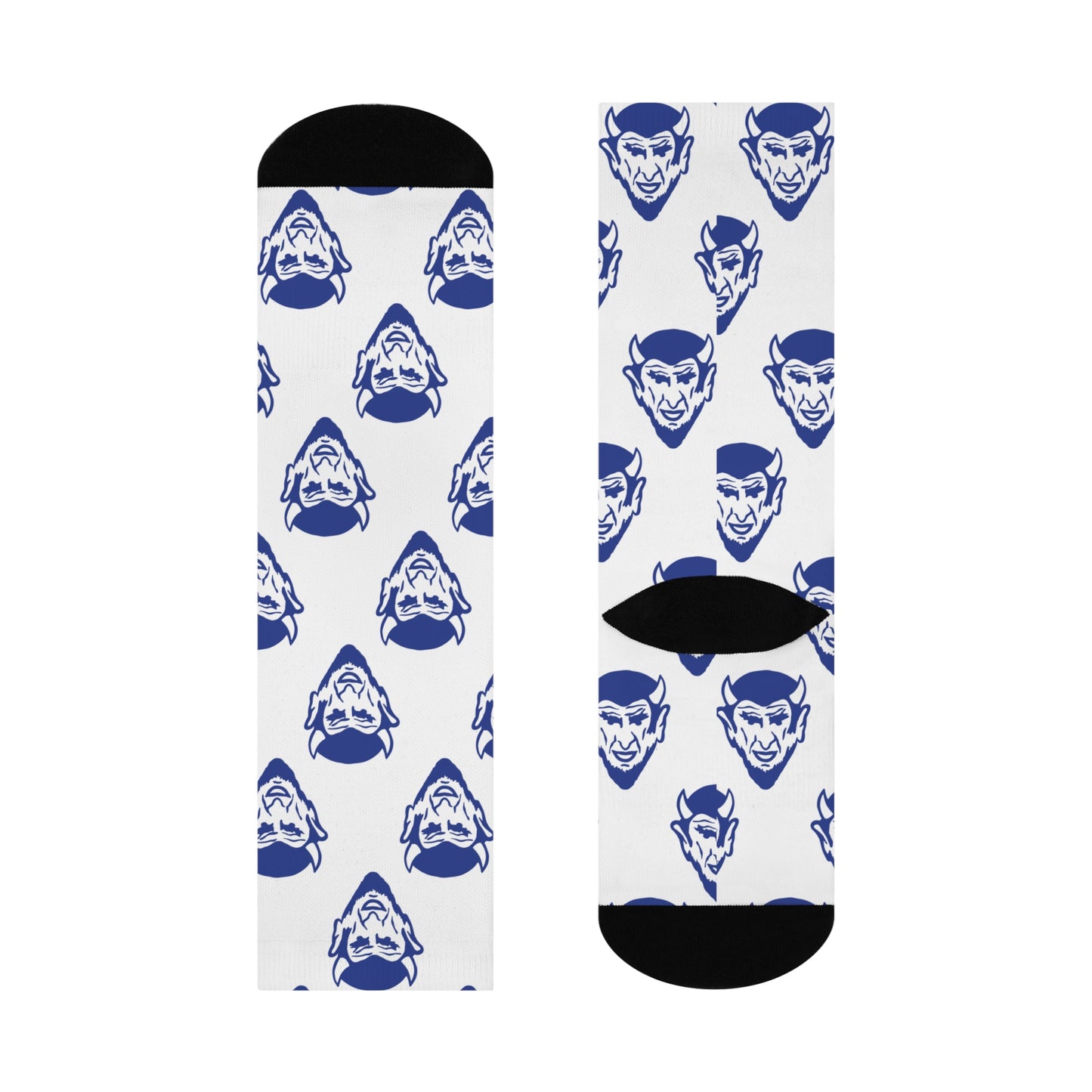 Van Buren High School Blue Devils - Crew Socks - small devil blue on white