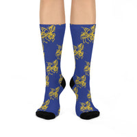 Staunton High School Yellow Jackets - Crew Socks - small yellow jacket yellow on blue