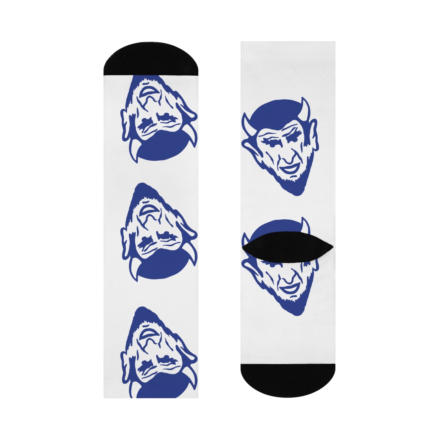 Van Buren High School Blue Devils - Crew Socks - large devil blue on white