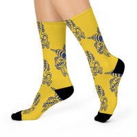 Staunton High School Yellow Jackets - Crew Socks - yellow jacket blue on yellow