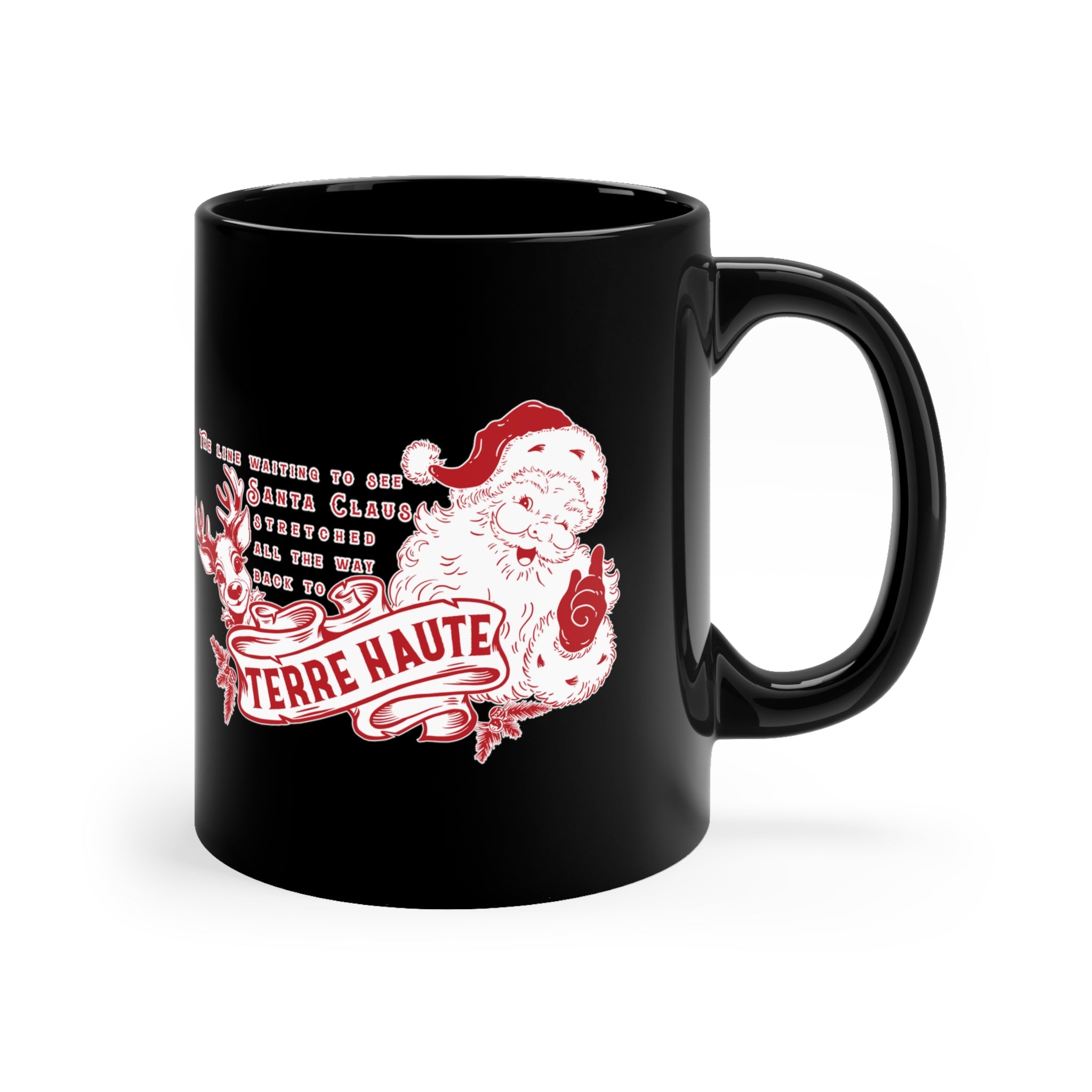 Santa Claus Line to Terre Haute  -  11oz Black Mug