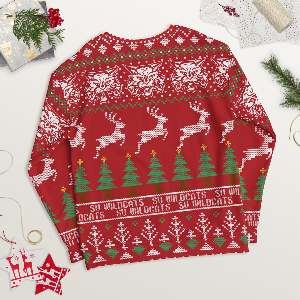 South Vermillion HS Wildcats - Ugly Christmas inspired Unisex Sweatshirt (red)