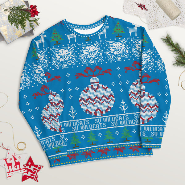 South Vermillion HS Wildcats - Ugly Christmas inspired Unisex Sweatshirt (blue)