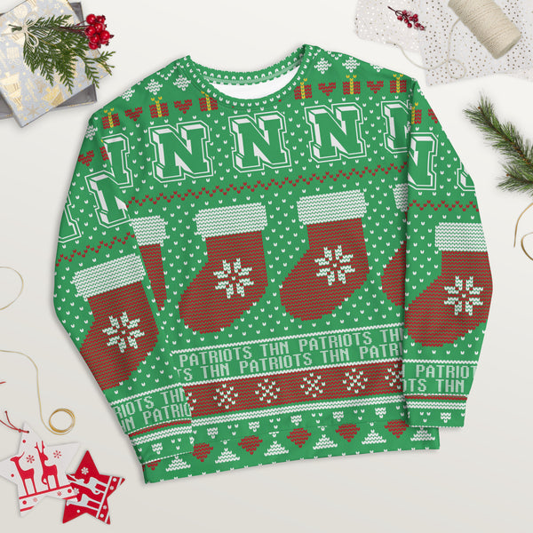 Terre Haute North HS Patriots - Ugly Christmas inspired Unisex Sweatshirt (green)