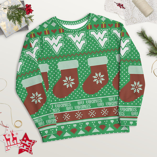West Vigo HS Vikings - Ugly Christmas inspired Unisex Sweatshirt (green)