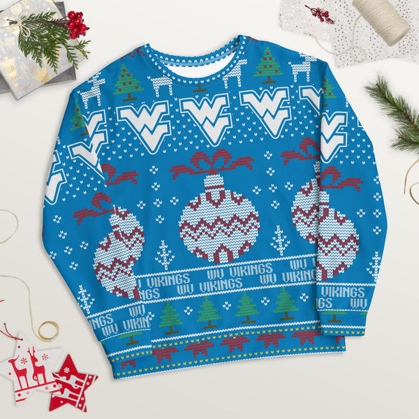 West Vigo HS Vikings - Ugly Christmas inspired Unisex Sweatshirt (blue)