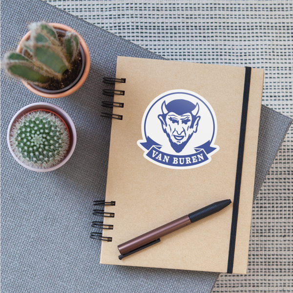 Van Buren HS Blue Devils - mascot design  -  Sticker - white matte