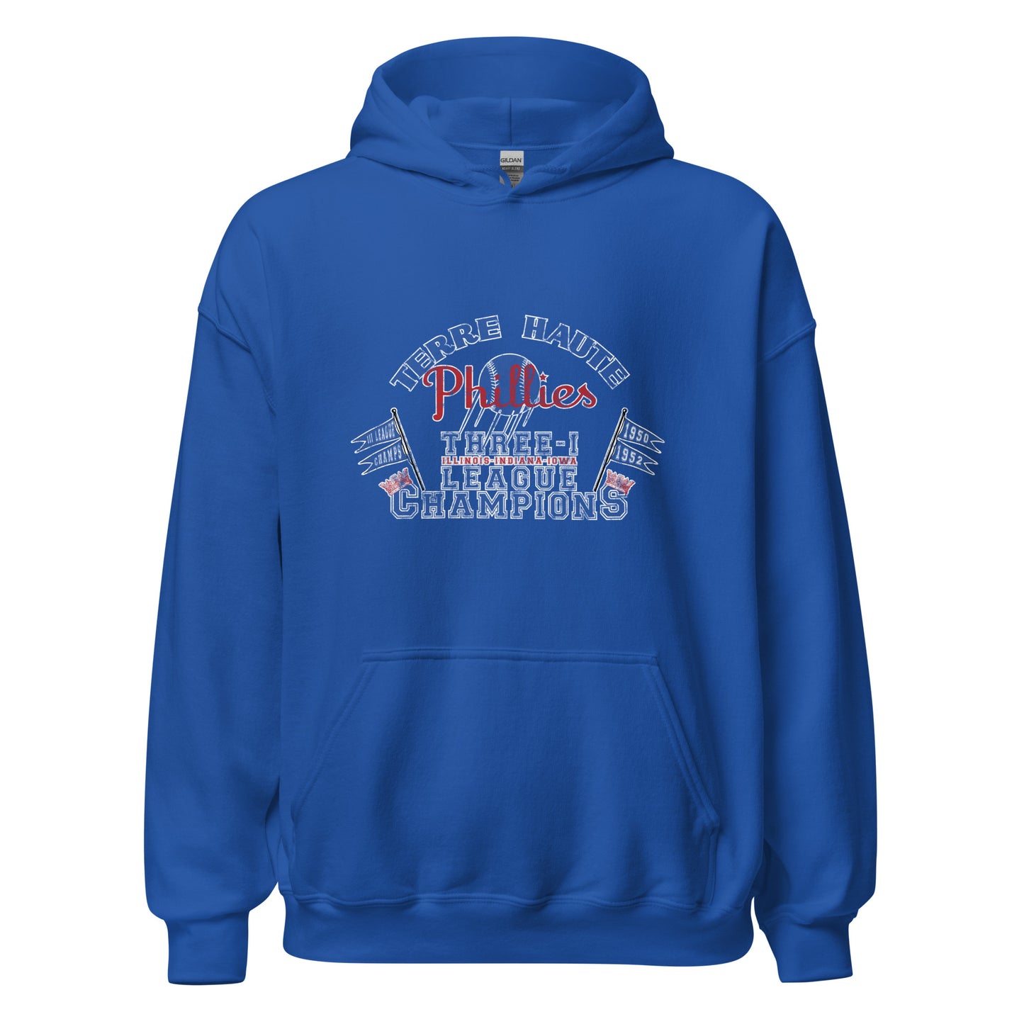 Terre Haute Phillies Baseball (distressed) / League Champs - Terre Haute Indiana  -  Unisex Hoodie