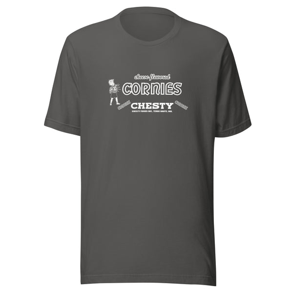 Chesty Cornies / Chesty Foods (white) - Terre Haute Indiana  -  Short-Sleeve Unisex T-Shirt
