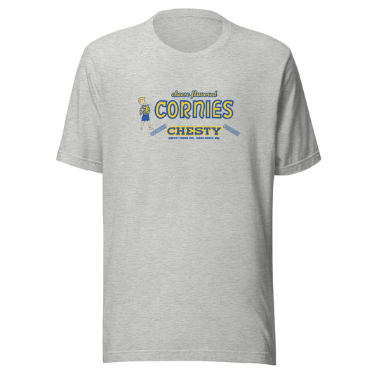 Chesty Cornies / Chesty Foods (blue/yellow) - Terre Haute Indiana  -  Short-Sleeve Unisex T-Shirt