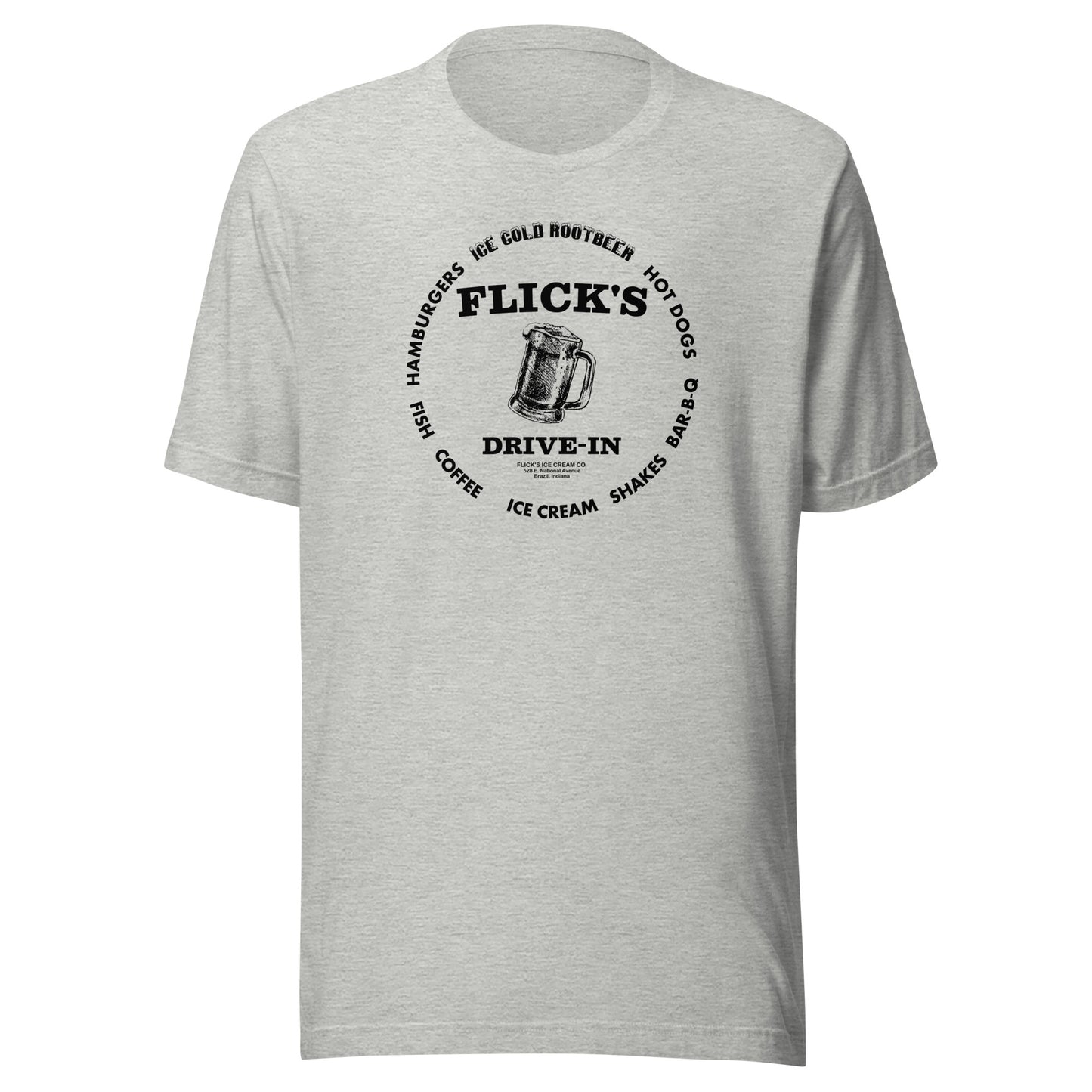 Flick’s Drive-In / Dairy Bar - rootbeer mug design (black) - Brazil Indiana  -  Short-Sleeve Unisex T-Shirt