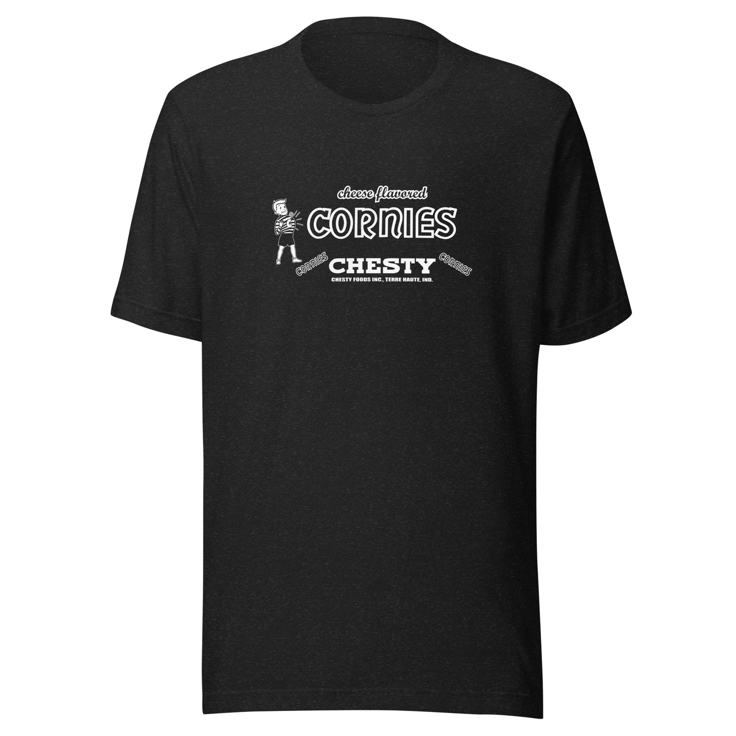 Chesty Cornies / Chesty Foods (white) - Terre Haute Indiana  -  Short-Sleeve Unisex T-Shirt