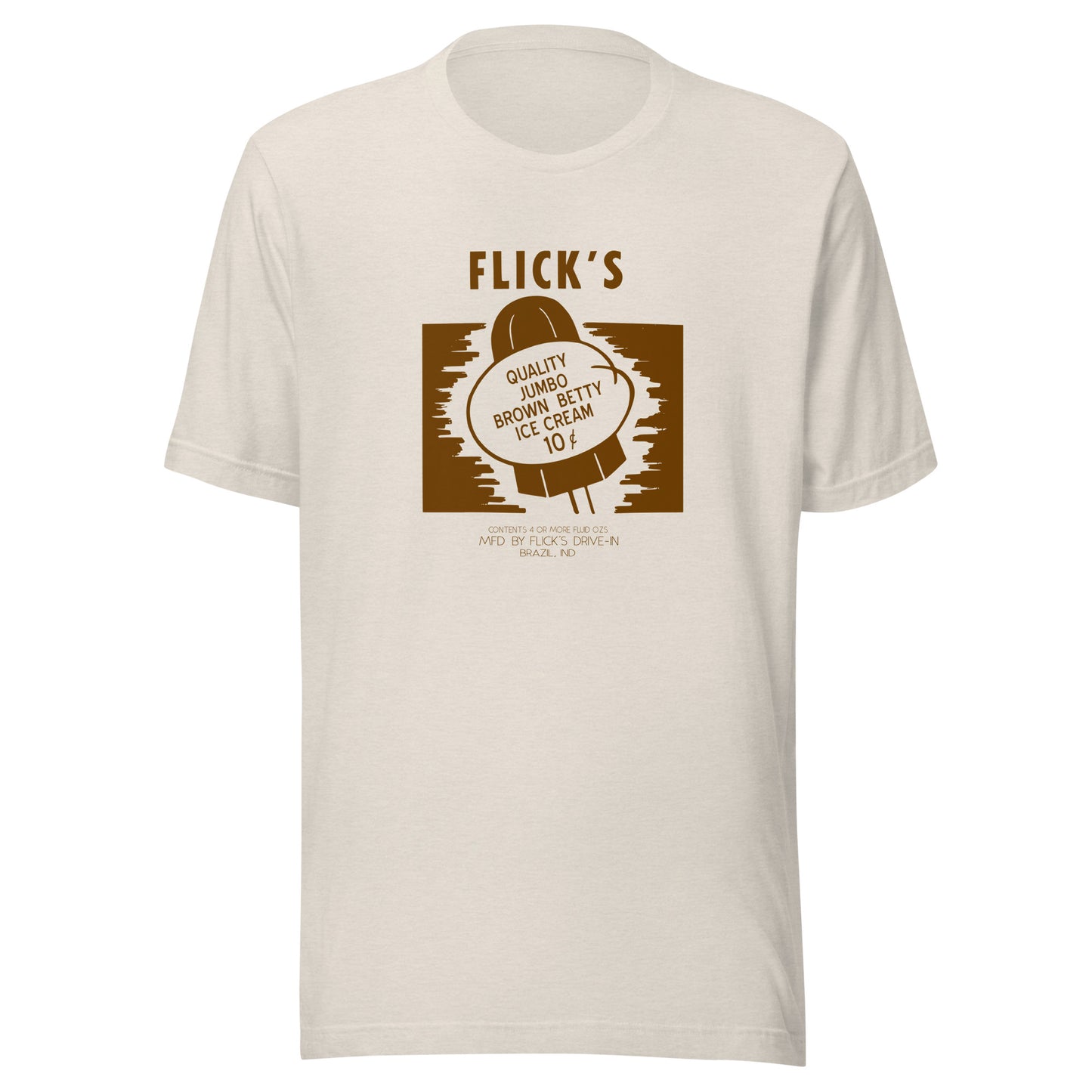 Flick’s Drive-In / Dairy Bar - Brown Betty Ice Cream (brown) - Brazil Indiana  -  Short-Sleeve Unisex T-Shirt