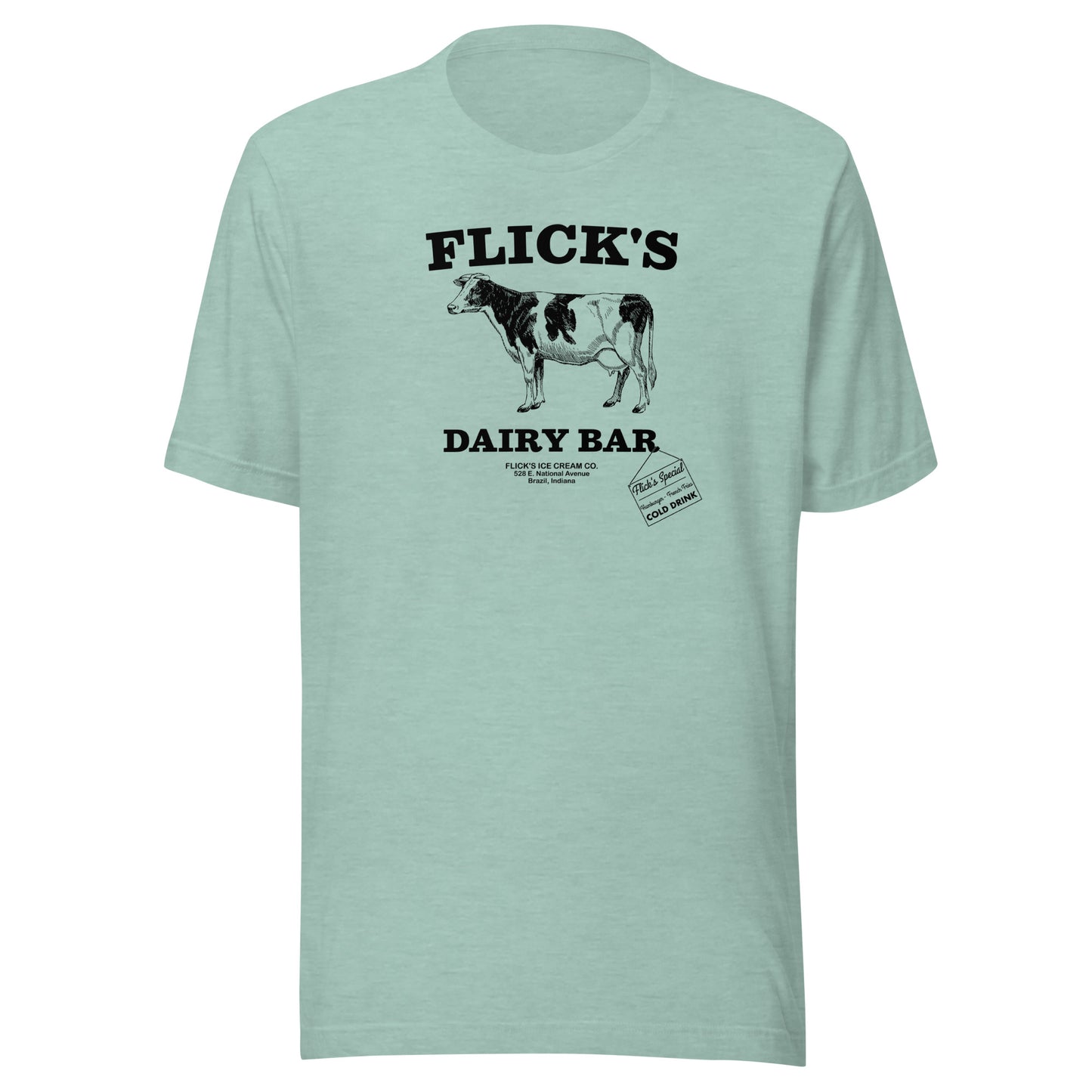 Flick’s Drive-In / Dairy Bar - cow design (black) - Brazil Indiana  -  Short-Sleeve Unisex T-Shirt